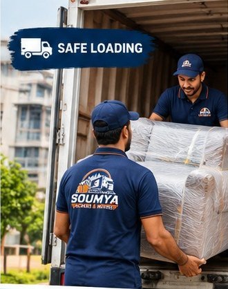 Loading a wrapped sofa into a truck